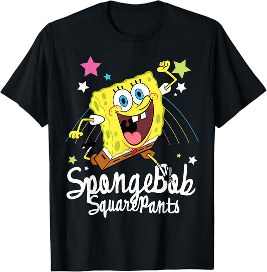 Spongebob Running With Stars T-Shirt - T-Shirt | Black
