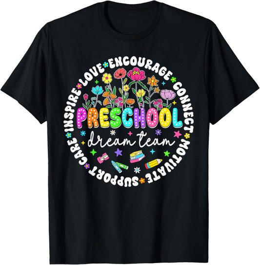 Preschool Dream Team Teacher Women Girl Back to School T-Shirt - T-Shirt | Black