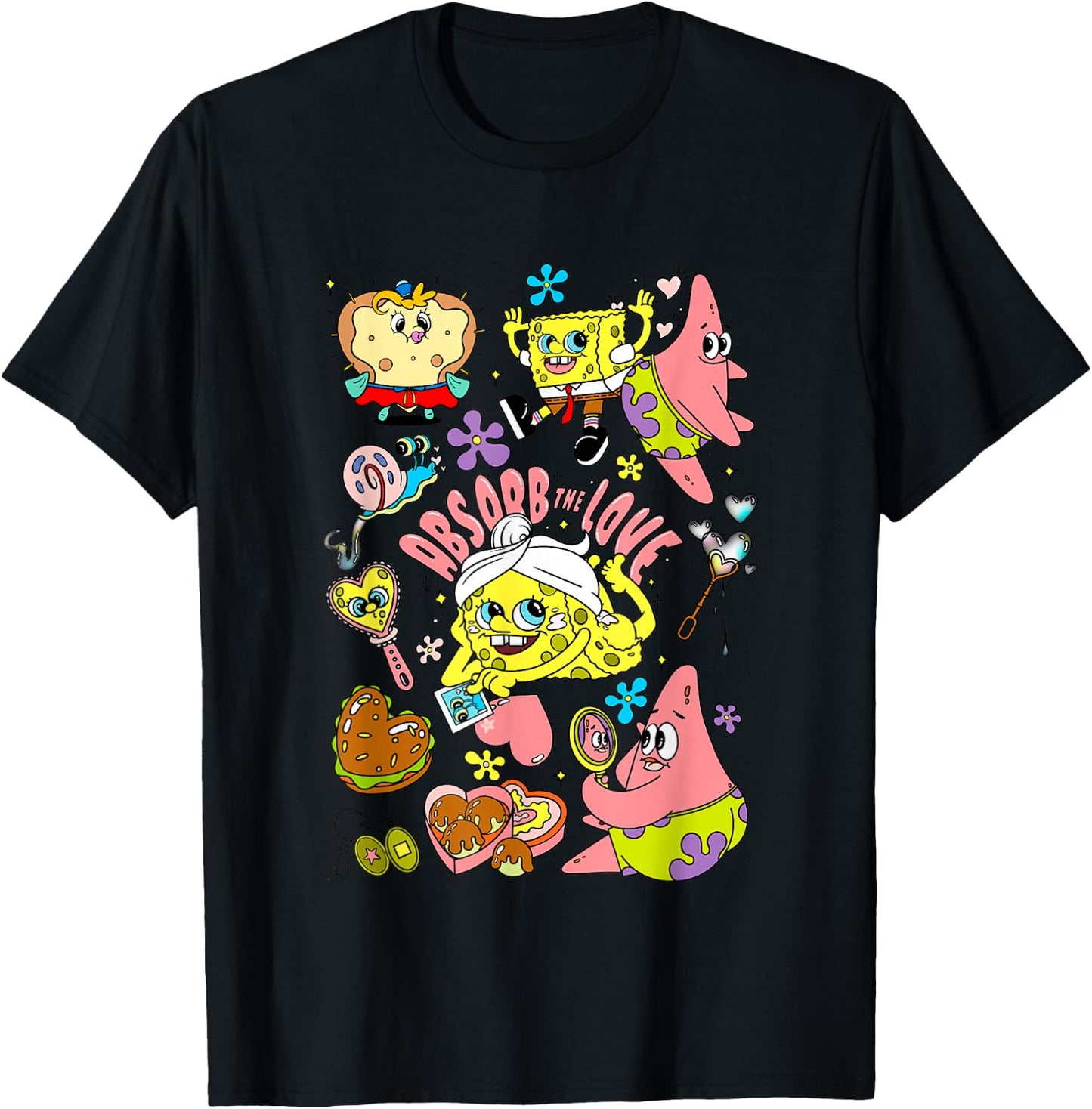 SpongeBob SquarePants Valentine's Day Absorb The Love T-Shirt - T-Shirt | Black