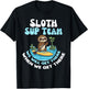Sloth SUP Team Funny Sloths Paddle Across The Water T-Shirt - T-Shirt | Black