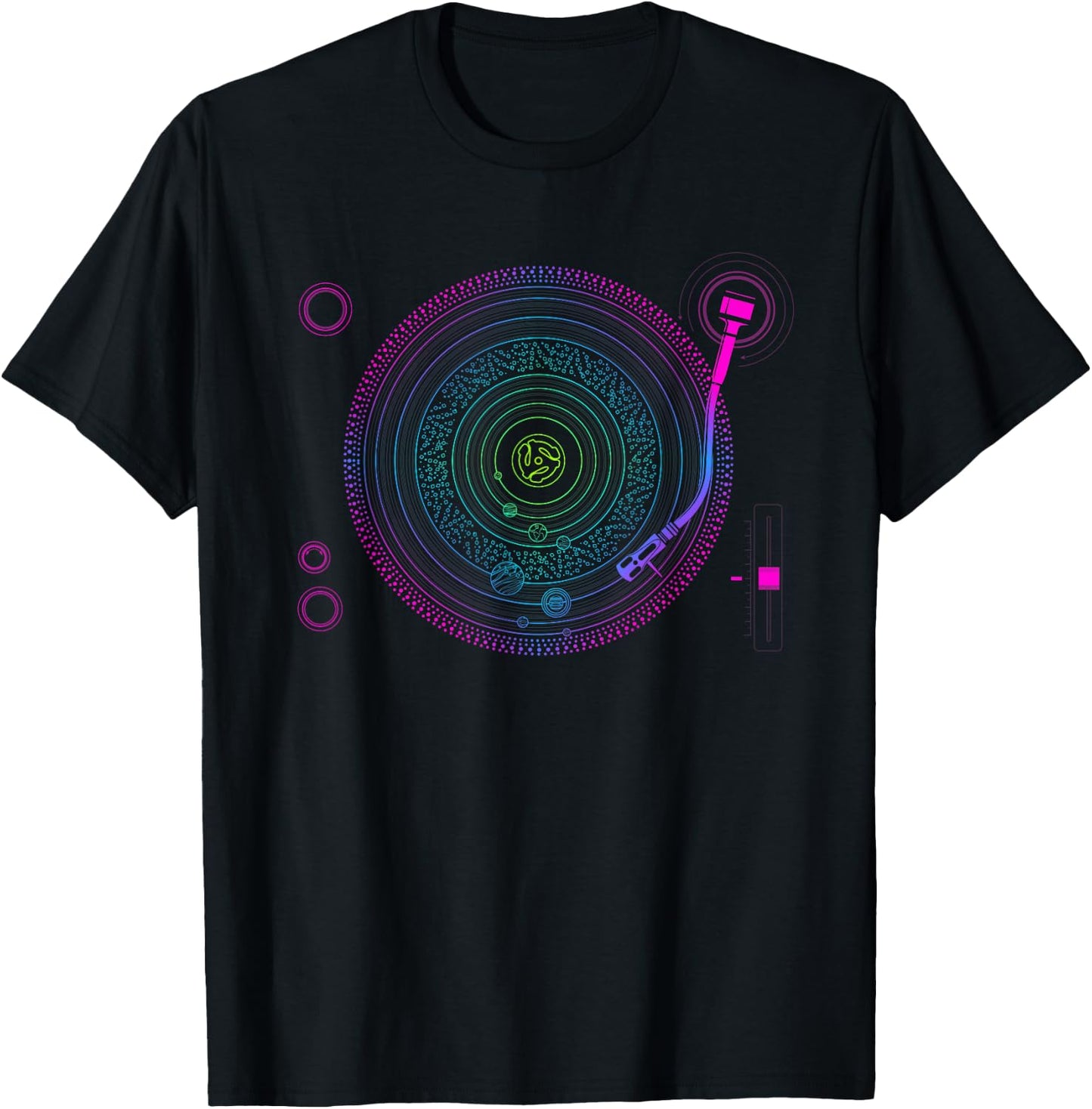Space DJ Product - Solar System Retro Turntable EDM 3 T-Shirt - T-Shirt | Black