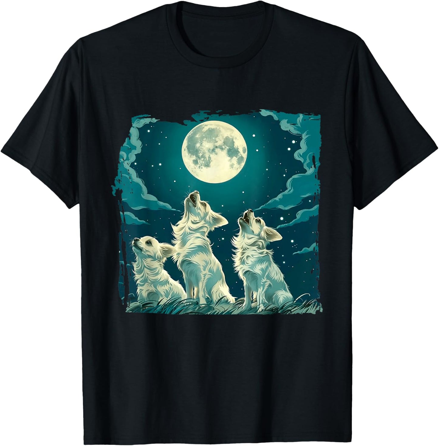 Chihuahua Dogs Howl At Moon Dog Lover T-Shirt - T-Shirt | Black