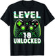 Level 18 Unlocked Shirt Funny Video Gamer Geek 18th Birthday T-Shirt - T-Shirt | Black
