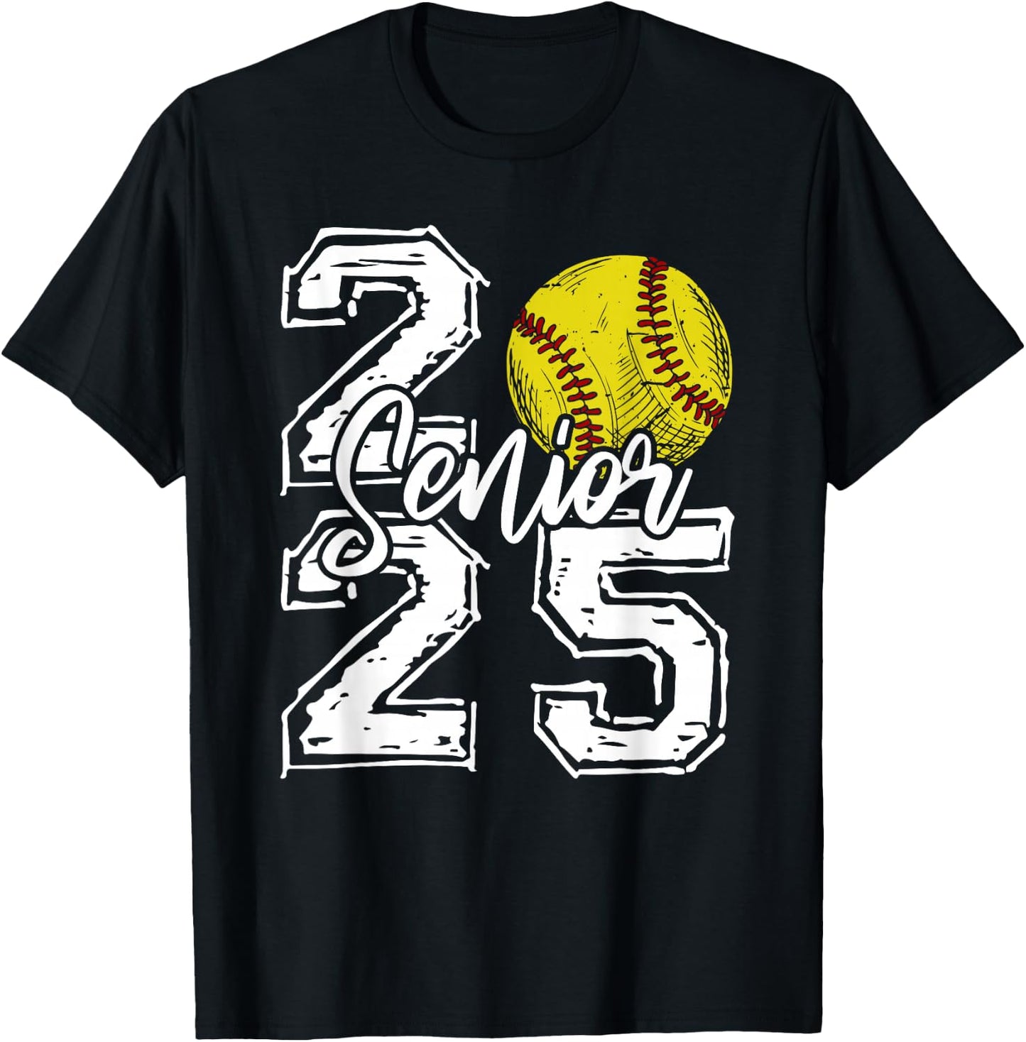 Class of 2025 Softball Senior 2025 Back To School Funny T-Shirt - T-Shirt | Black