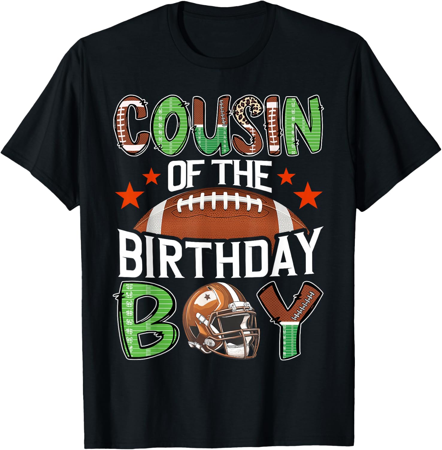 Cousin Of The Birthday Boy Game Day Football T-Shirt - T-Shirt | Black