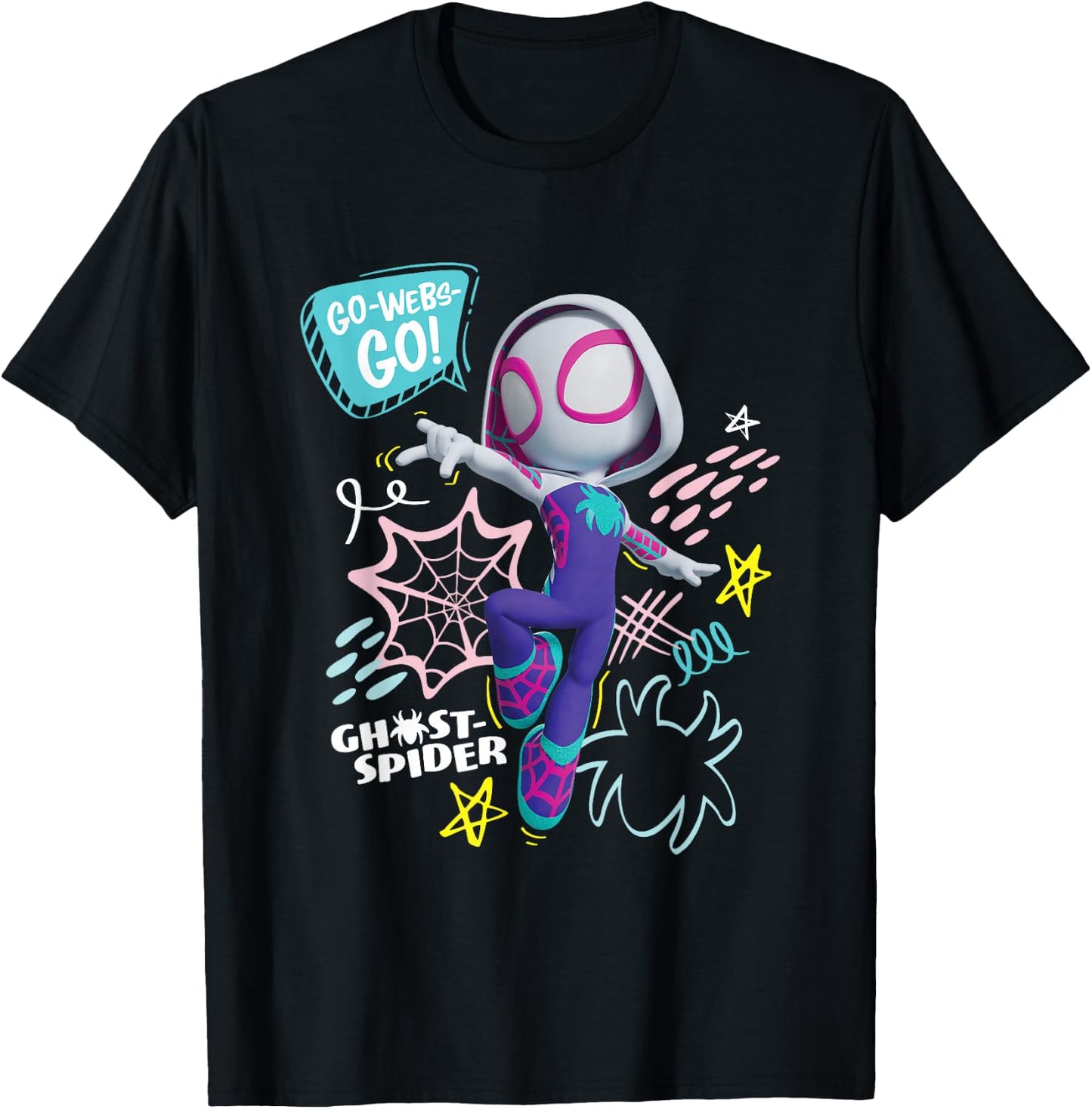 Marvel Spidey and His Amazing Friends Ghost-Spider Go Webs! T-Shirt - T-Shirt | Black