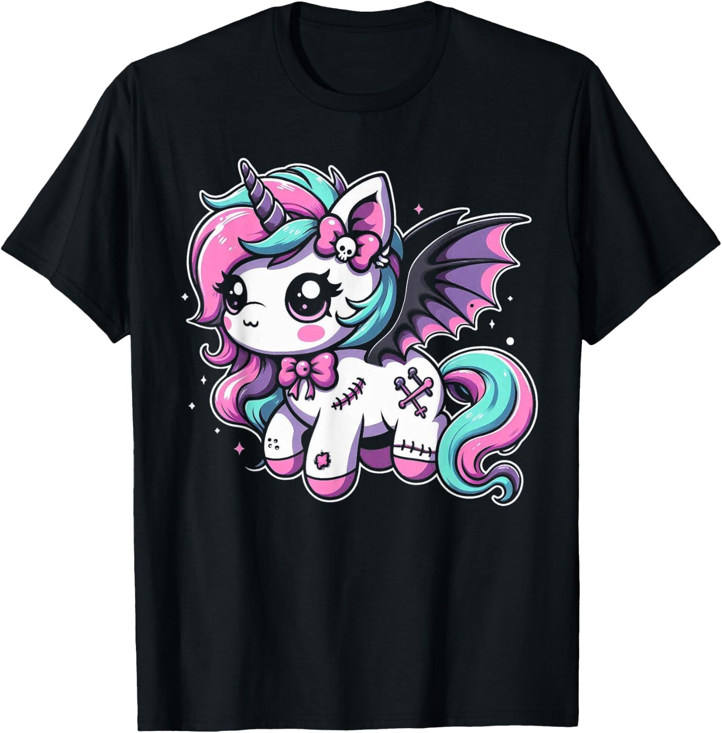 Pastel Goth Unicorn Kawaii Creepy Cute Aesthetic Art T-Shirt - T-Shirt | Black