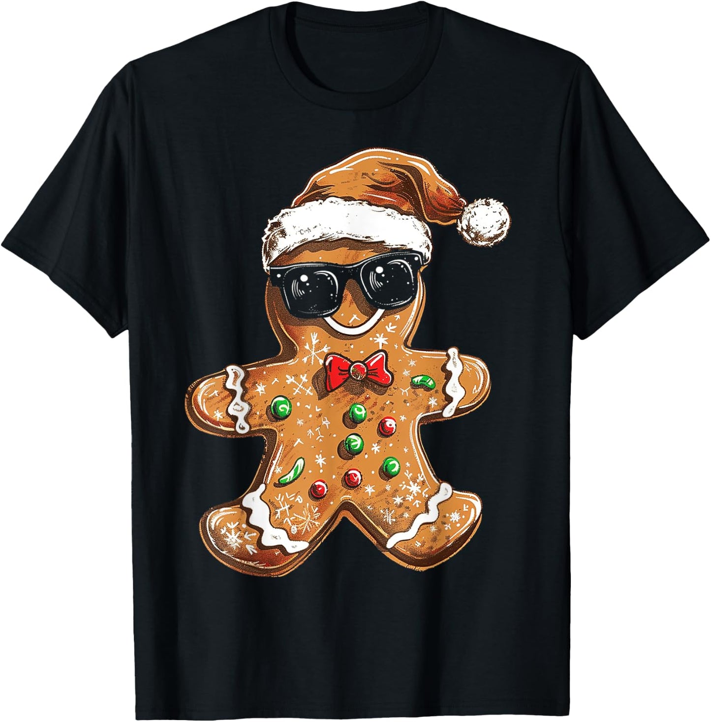 Gingerbread Christmas X-Mas Artwork Sunglasses Gingerbread T-Shirt - T-Shirt | Black