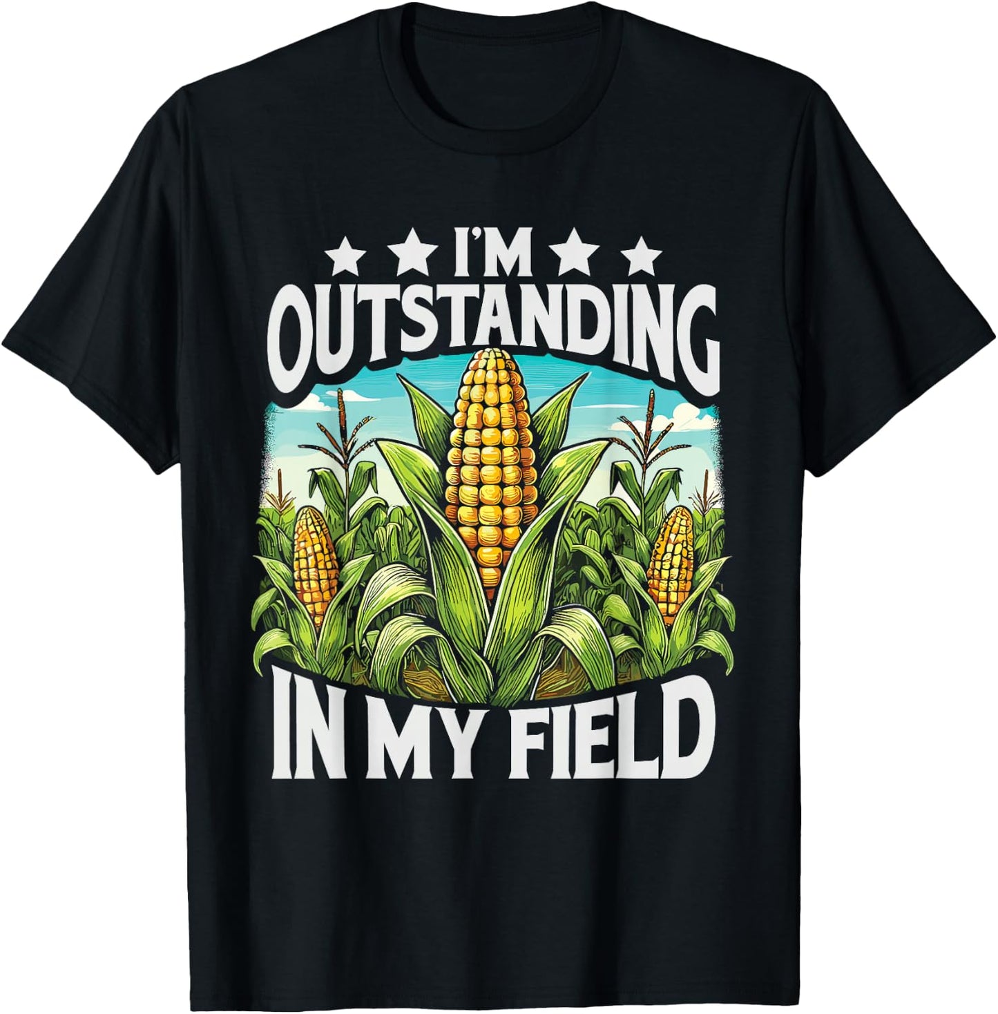 Crop Top I’M Outstanding In My Field Corn Farmer Corn Lover T-Shirt - T-Shirt | Black