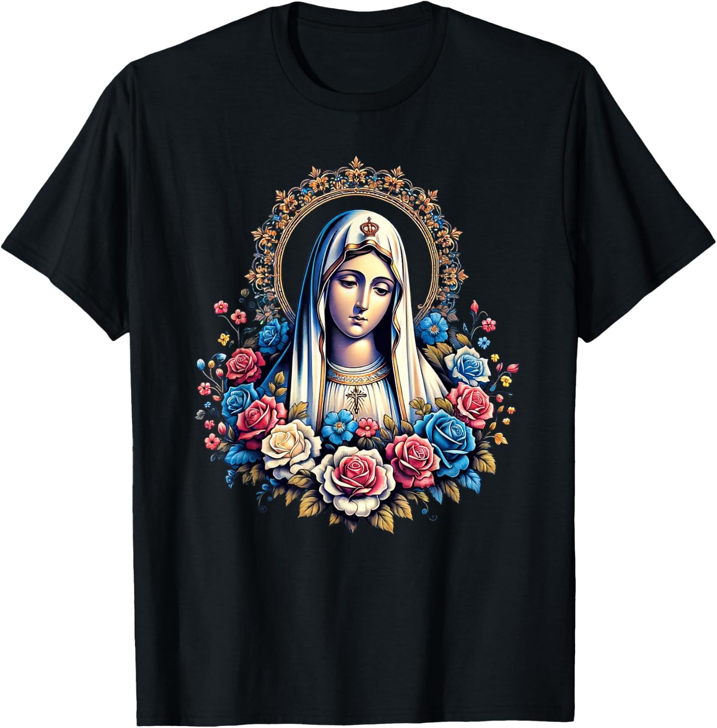 Our Lady Of Fatima Saint Mary Mother Mary Powerful Symbol T-Shirt - T-Shirt | Black