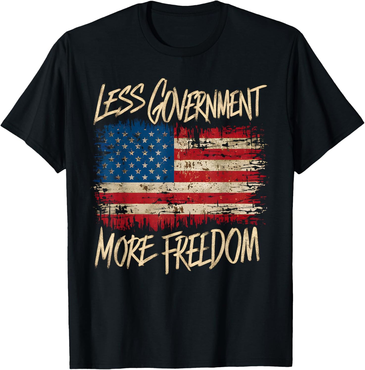 Political Less Government More Freedom More Liberty T-Shirt - T-Shirt | Black