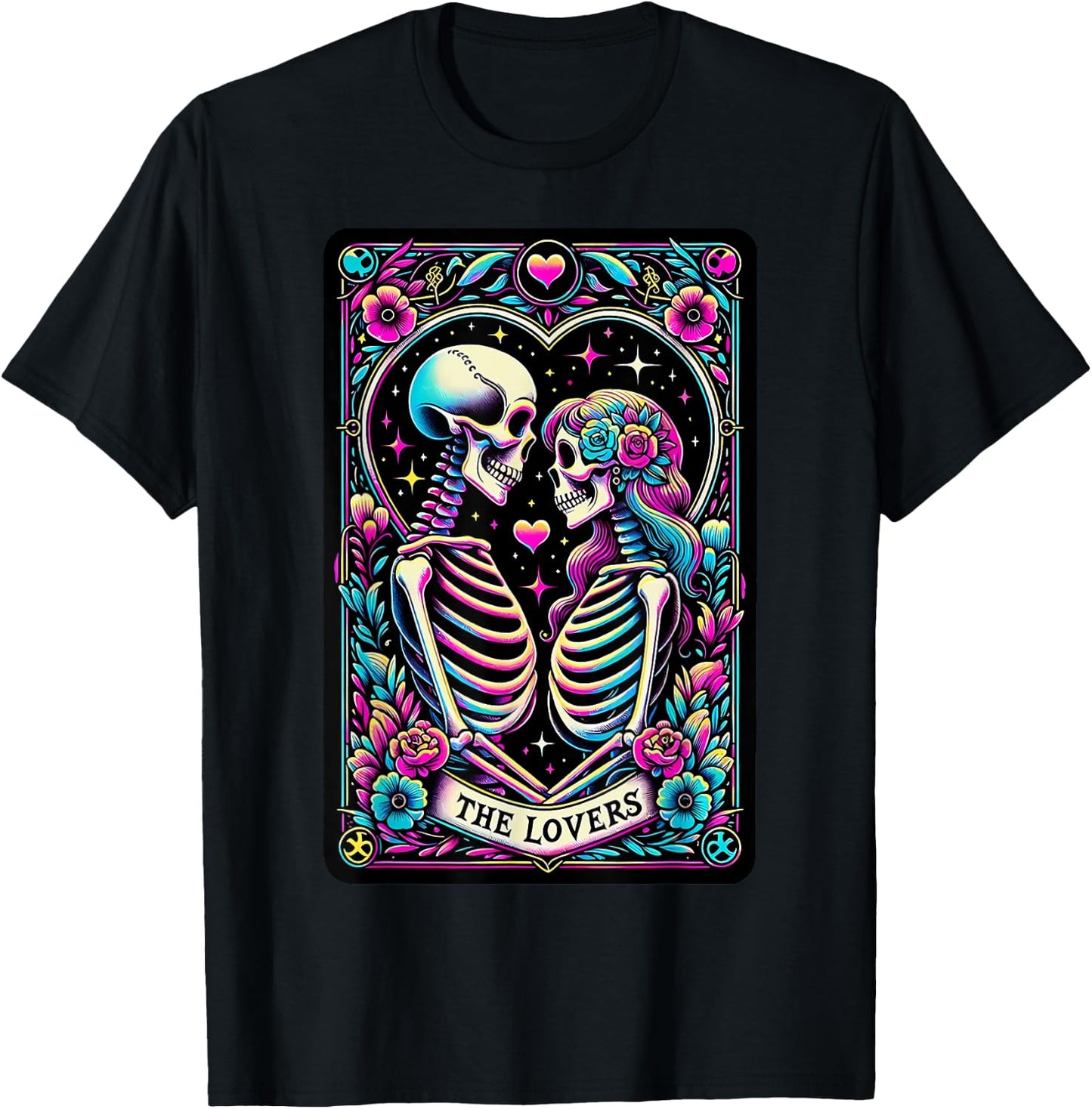 Tarot Card The Lovers Romantic Love Skeleton Couple Matching T-Shirt - T-Shirt | Black
