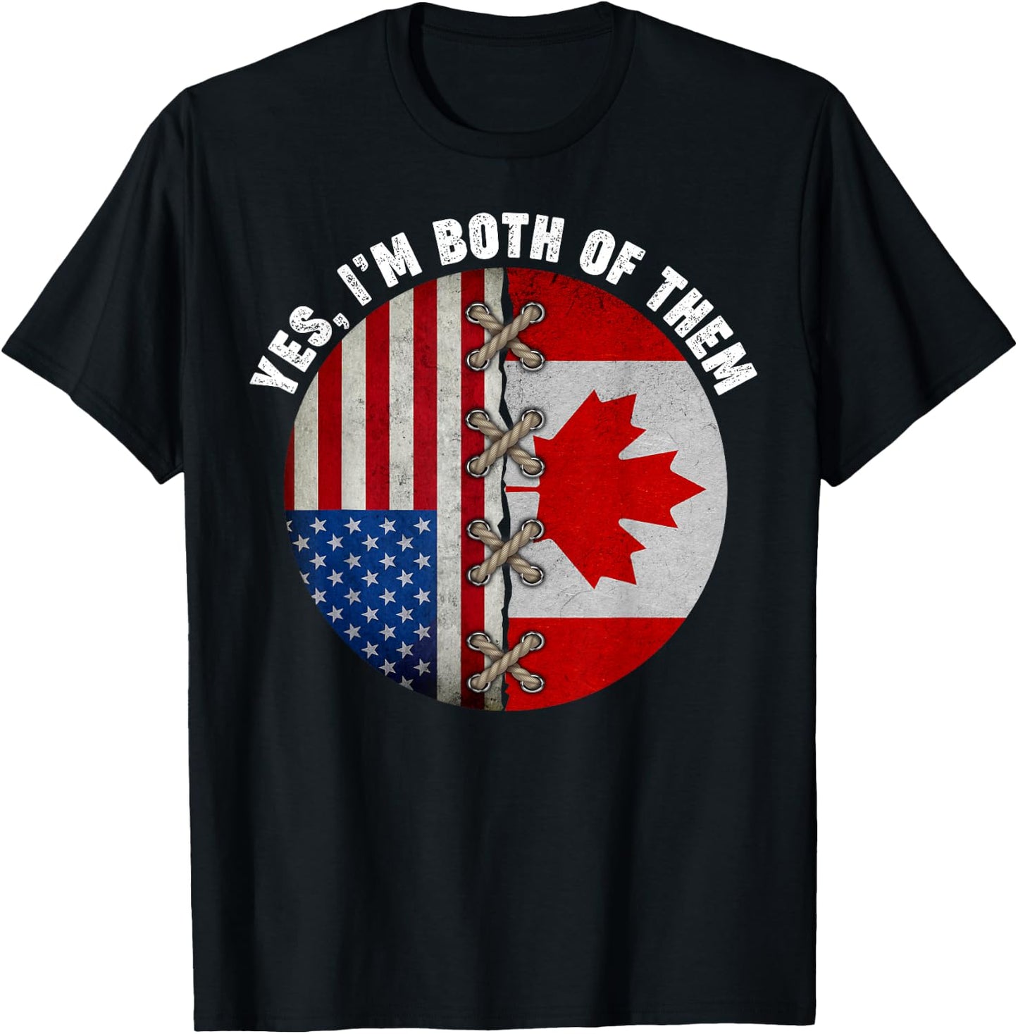 Yes I'm Both Of Them Maple Leaf Canadian Canada Day T-Shirt - T-Shirt | Black