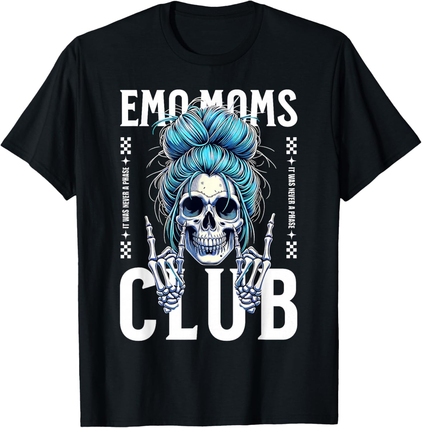 Funny Emo Moms Club Skeleton, Cool Goth Punk Mother's Day T-Shirt - T-Shirt | Black