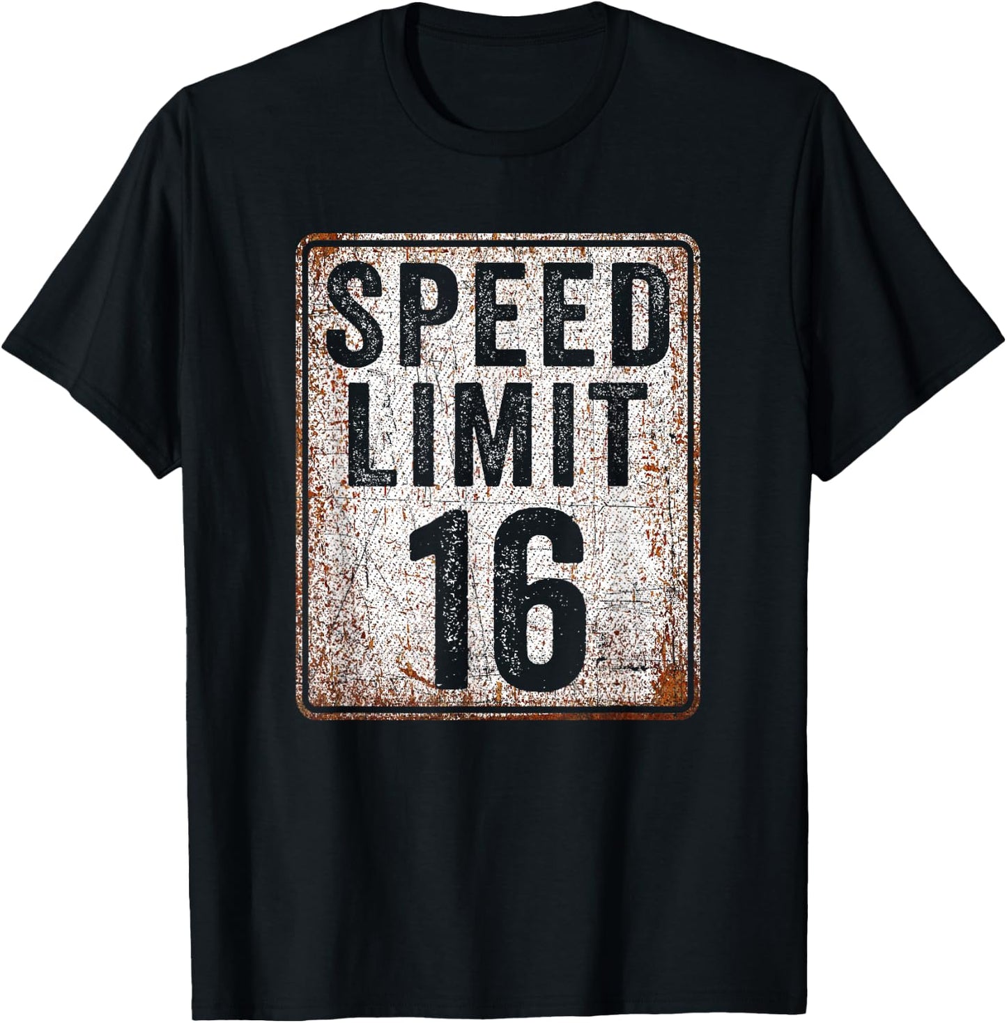16th Birthday Speed Limit Sign 16 MPH 16 Year Old Funny T-Shirt - T-Shirt | Black