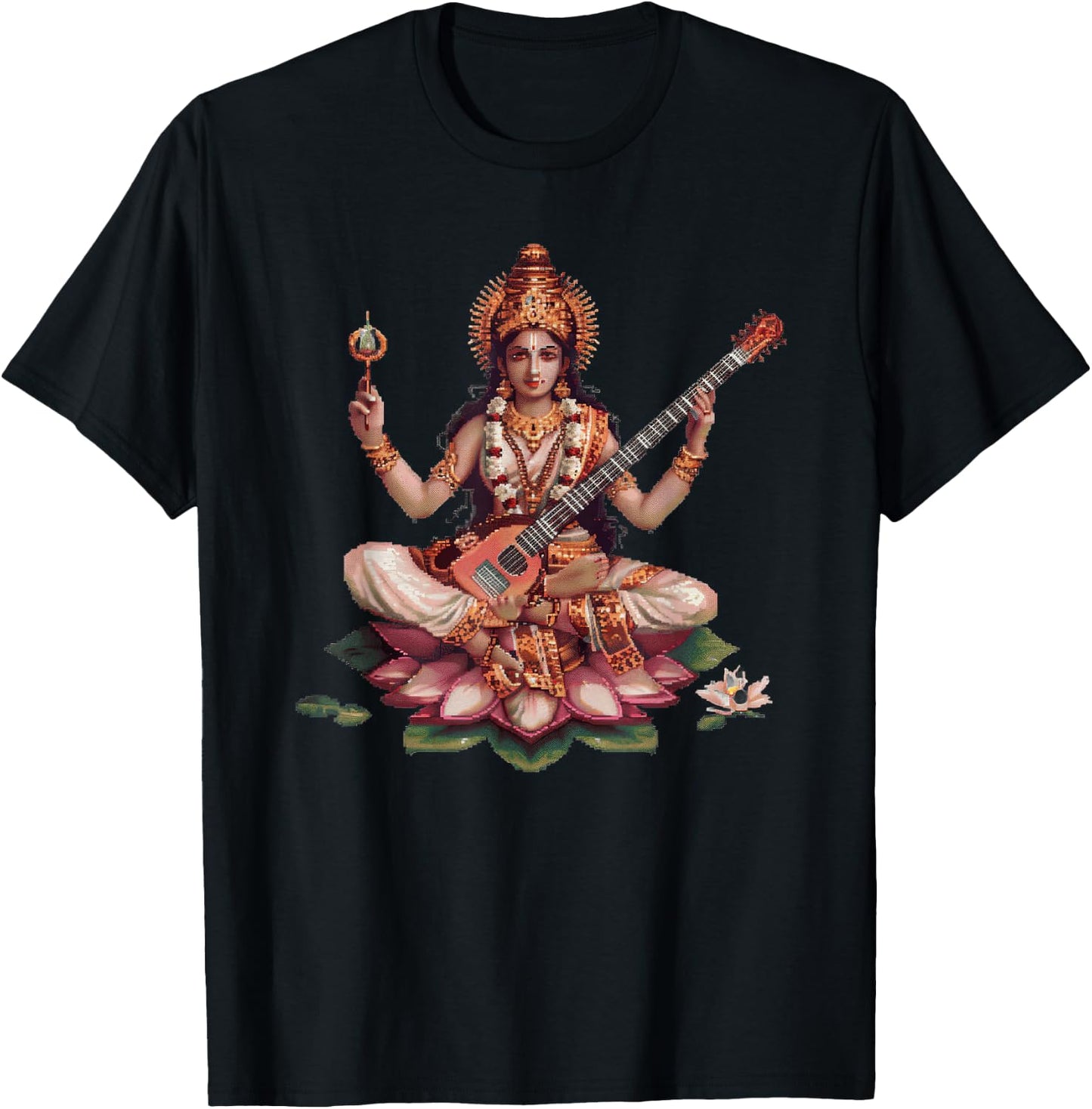 Saraswati Pixel Art T-Shirt - T-Shirt | Black