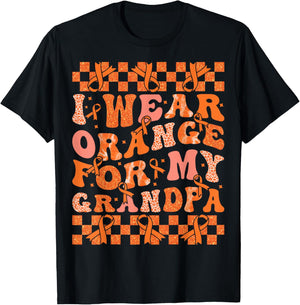 I Wear Orange For My Grandpa Leukemia Cancer Orange Ribbon T-Shirt - T-Shirt | Black