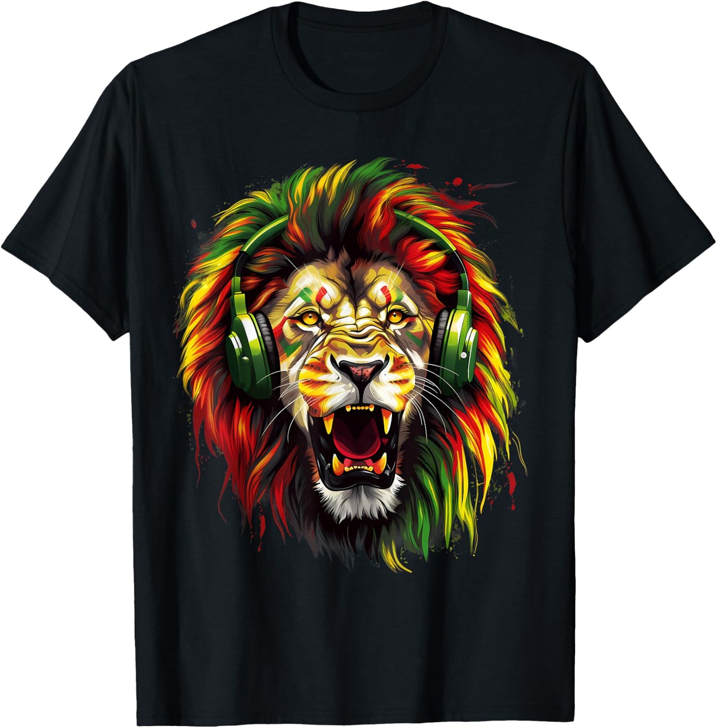 Rasta Reggae Lion Rastafari Reggae Music Jamaica Rasta Pride T-Shirt - T-Shirt | Black