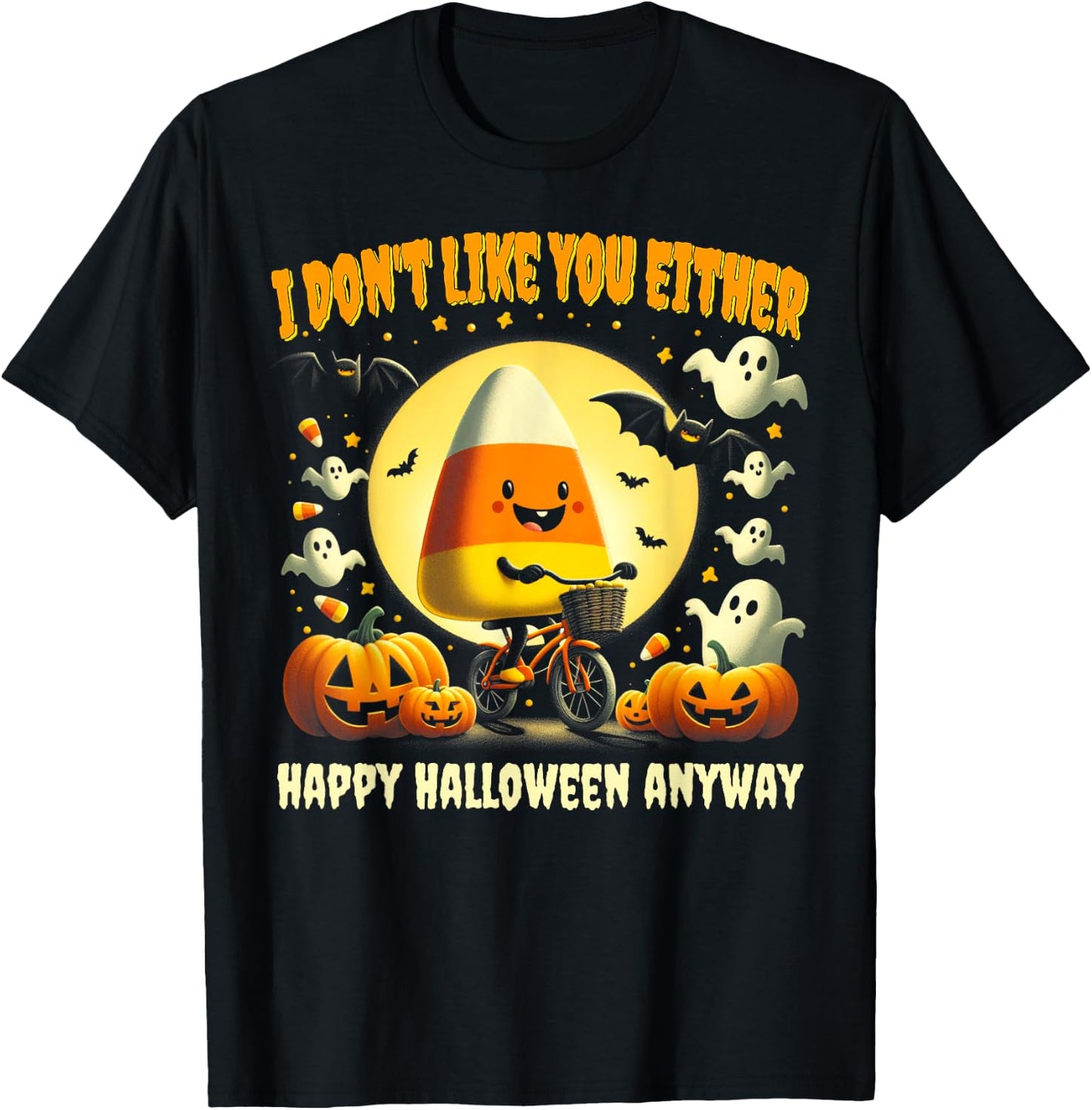 Halloween Costume Team Candy Corn I Don't Like You Either T-Shirt - T-Shirt | Black