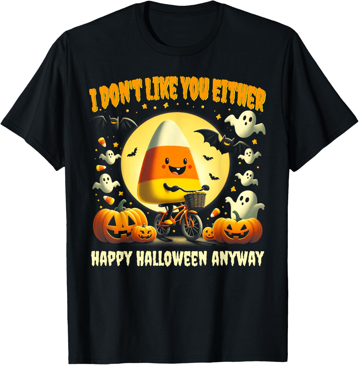 Halloween Costume Team Candy Corn I Don't Like You Either T-Shirt - T-Shirt | Black