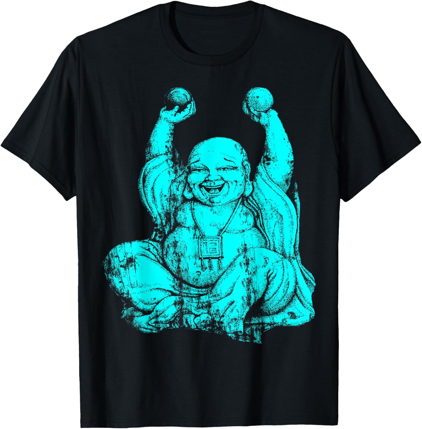 Powder Blue Laughing Buddha Yoga T-Shirt - T-Shirt | Black