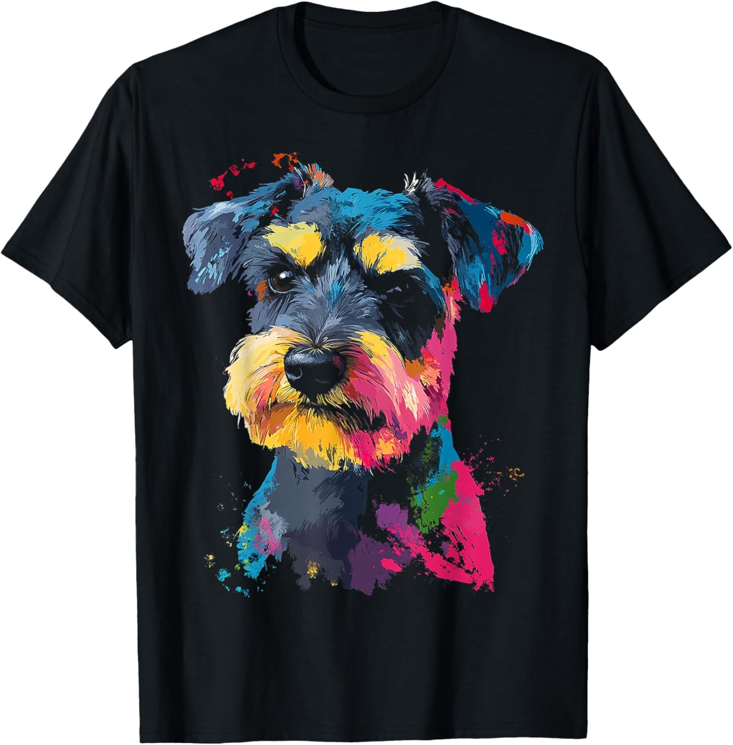 Schnauzer Dog Motif Pet Art Schnauzer T-Shirt - T-Shirt | Black