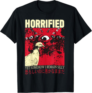 Horrified Pigeon japanese T-Shirt - T-Shirt | Black