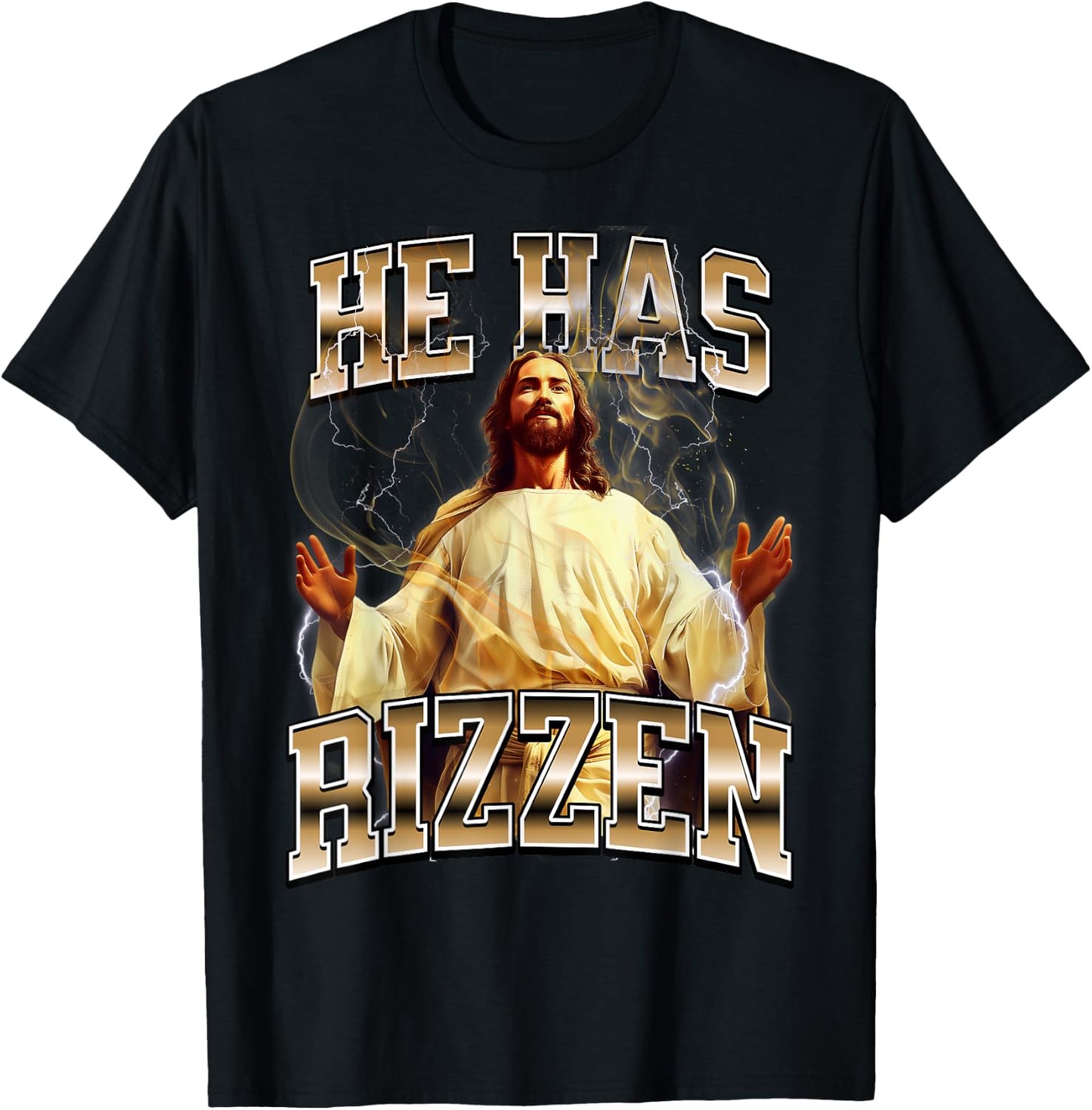 He Has Rizzen Jesus T-Shirt - T-Shirt | Black