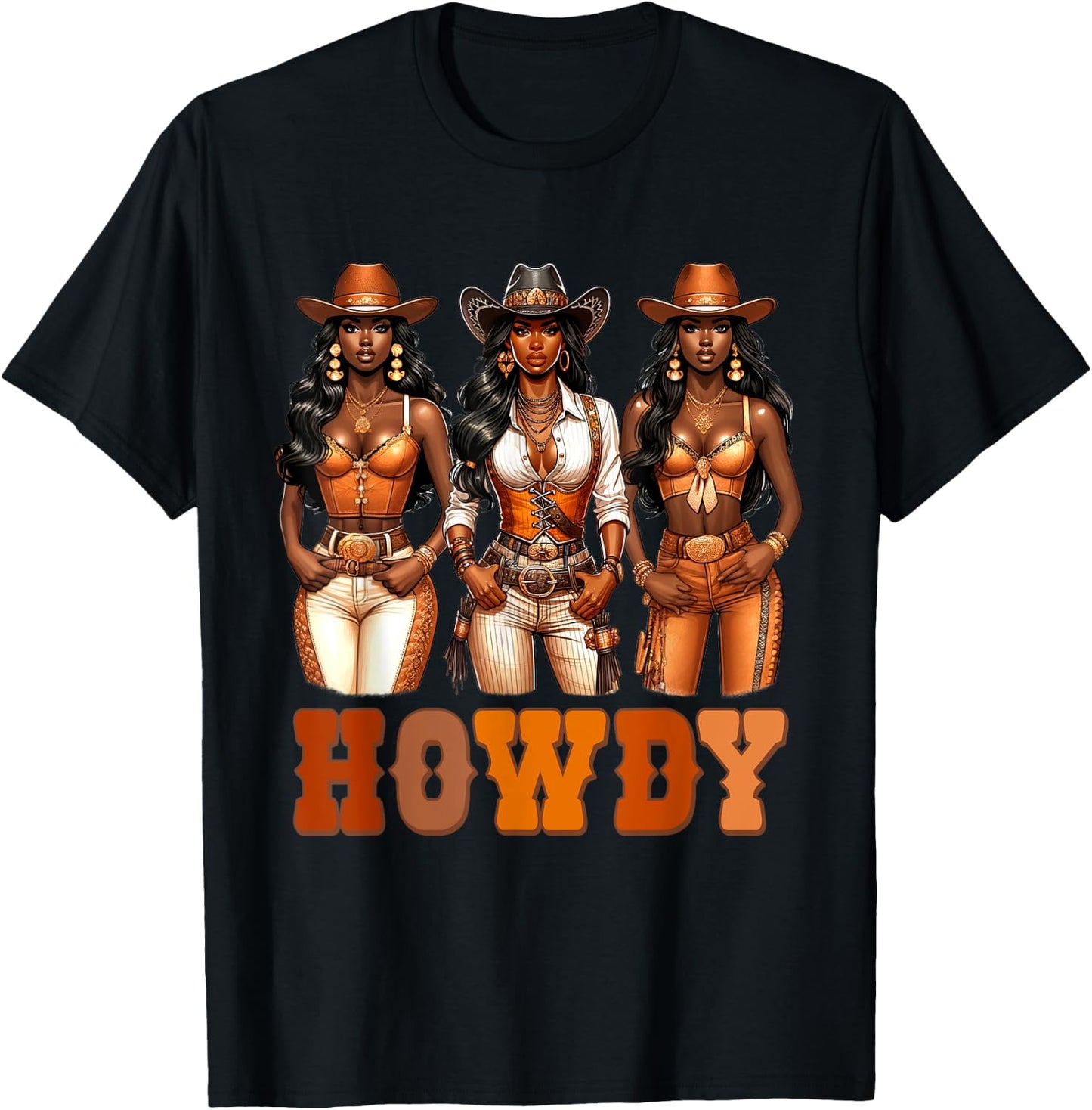 Howdy Black Cowgirl Western Rodeo Melanin Black History T-Shirt - T-Shirt | Black