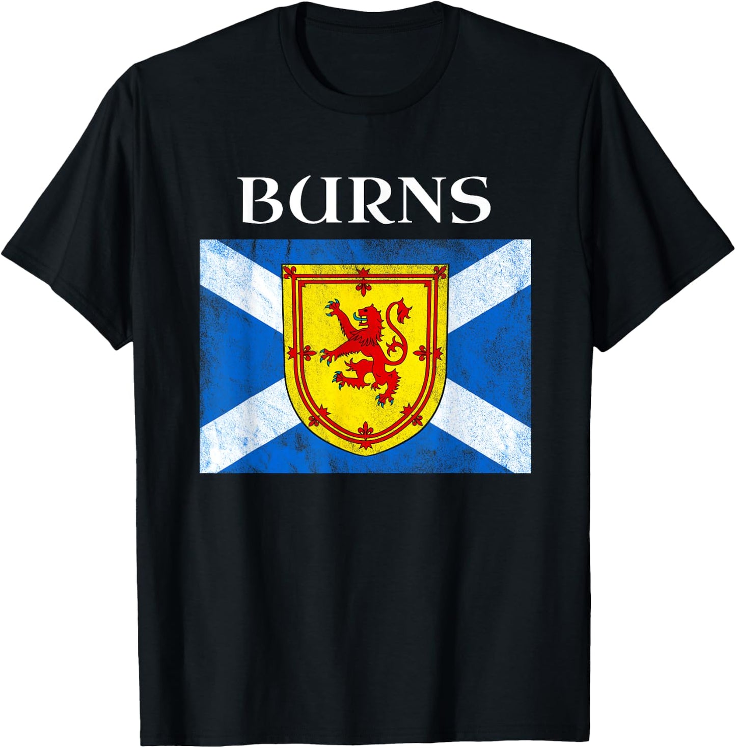 Burns Scottish Clan Family Name Scotland Flag T-Shirt - T-Shirt | Black