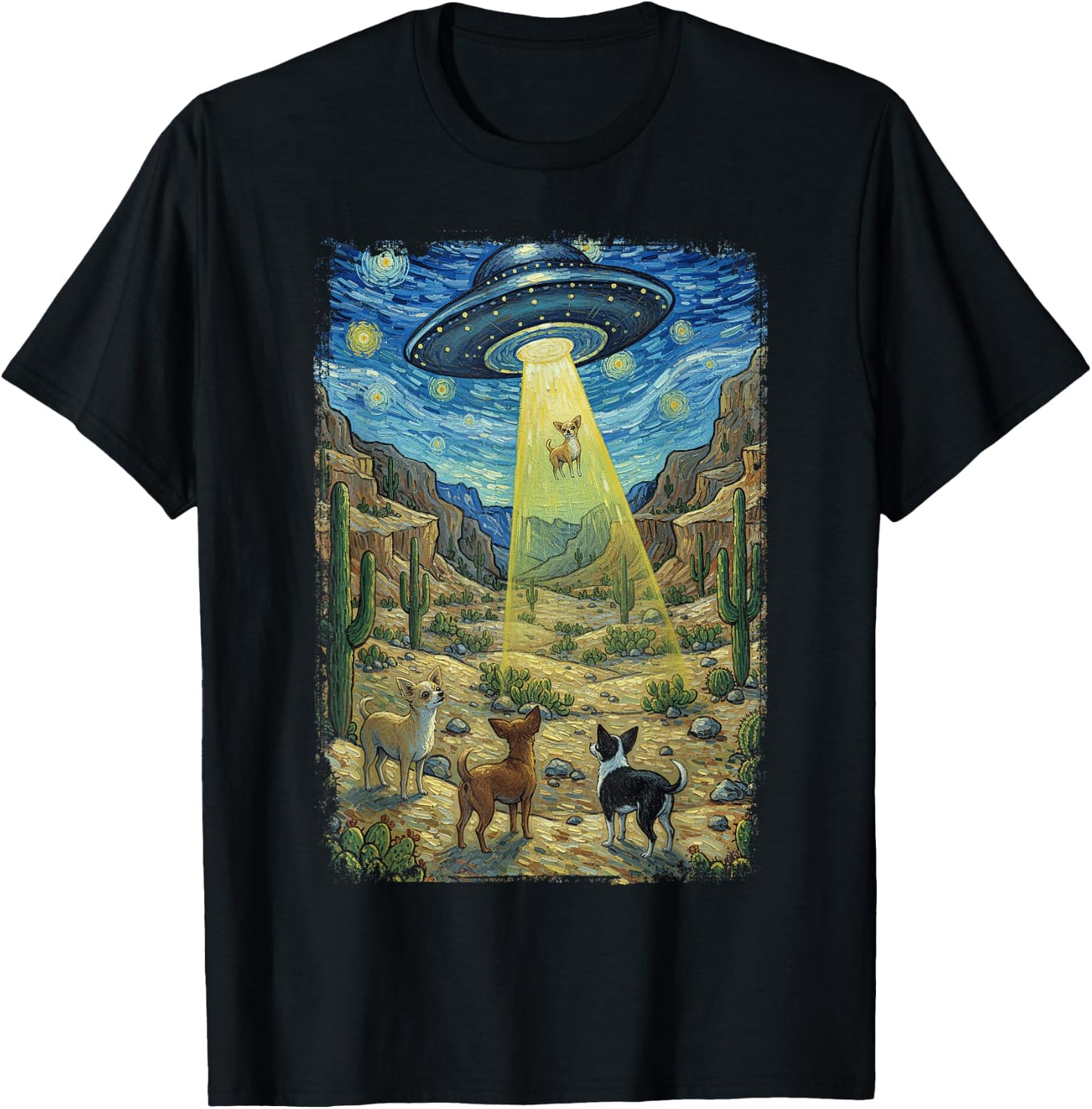 Alien Abduction Chihuahua T-Shirt - T-Shirt | Black