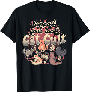 Support Your Local Cat Cult T-Shirt - T-Shirt | Black