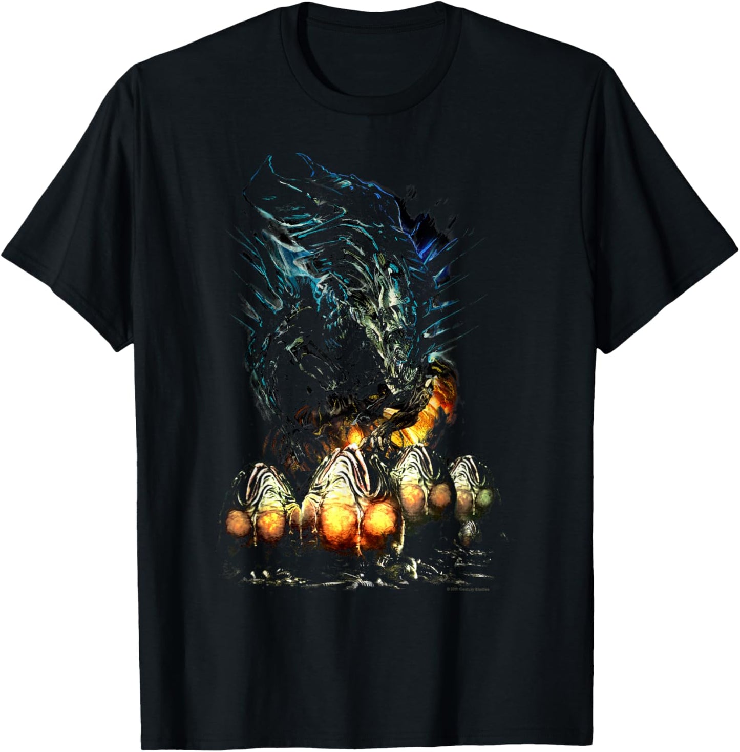 Aliens Iconic Epic Xenomorph XX121 And Eggs Big Chest Poster T-Shirt - T-Shirt | Black