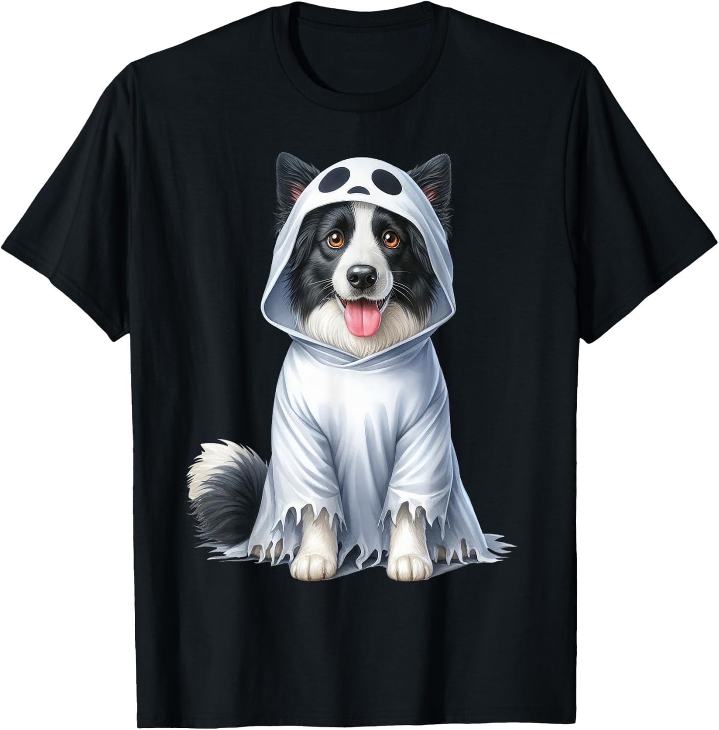 Funny Ghost Border Collie Dog Lover Halloween Costume Men Women T-Shirt - T-Shirt | Black