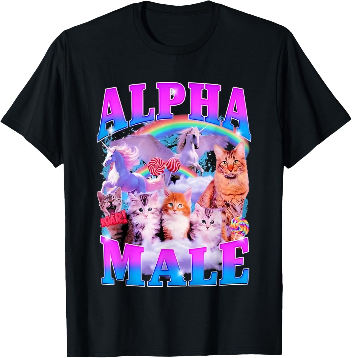 Cat And Unicorn Alpha Male T-Shirt - T-Shirt | Black