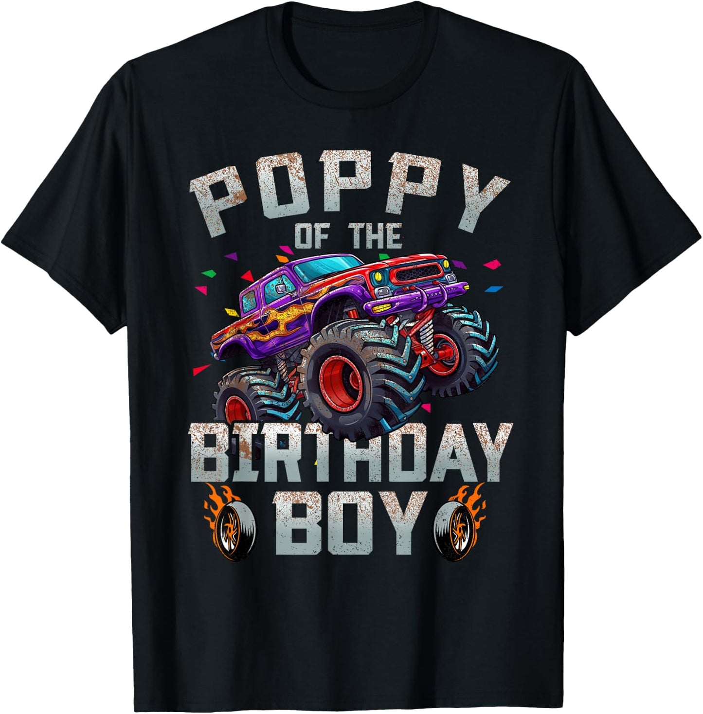 Poppy Of The Birthday Boy Monster Truck Family T-Shirt - T-Shirt | Black