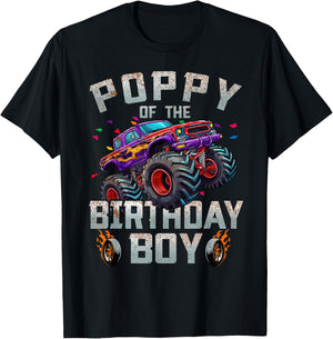 Poppy Of The Birthday Boy Monster Truck Family T-Shirt - T-Shirt | Black