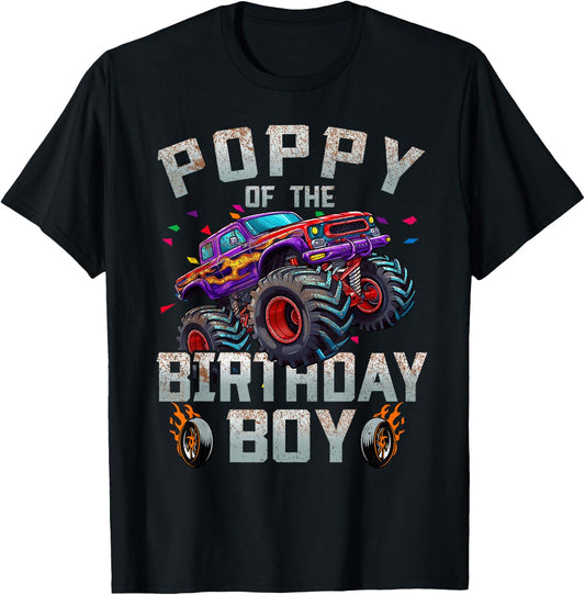 Poppy Of The Birthday Boy Monster Truck Family T-Shirt - T-Shirt | Black