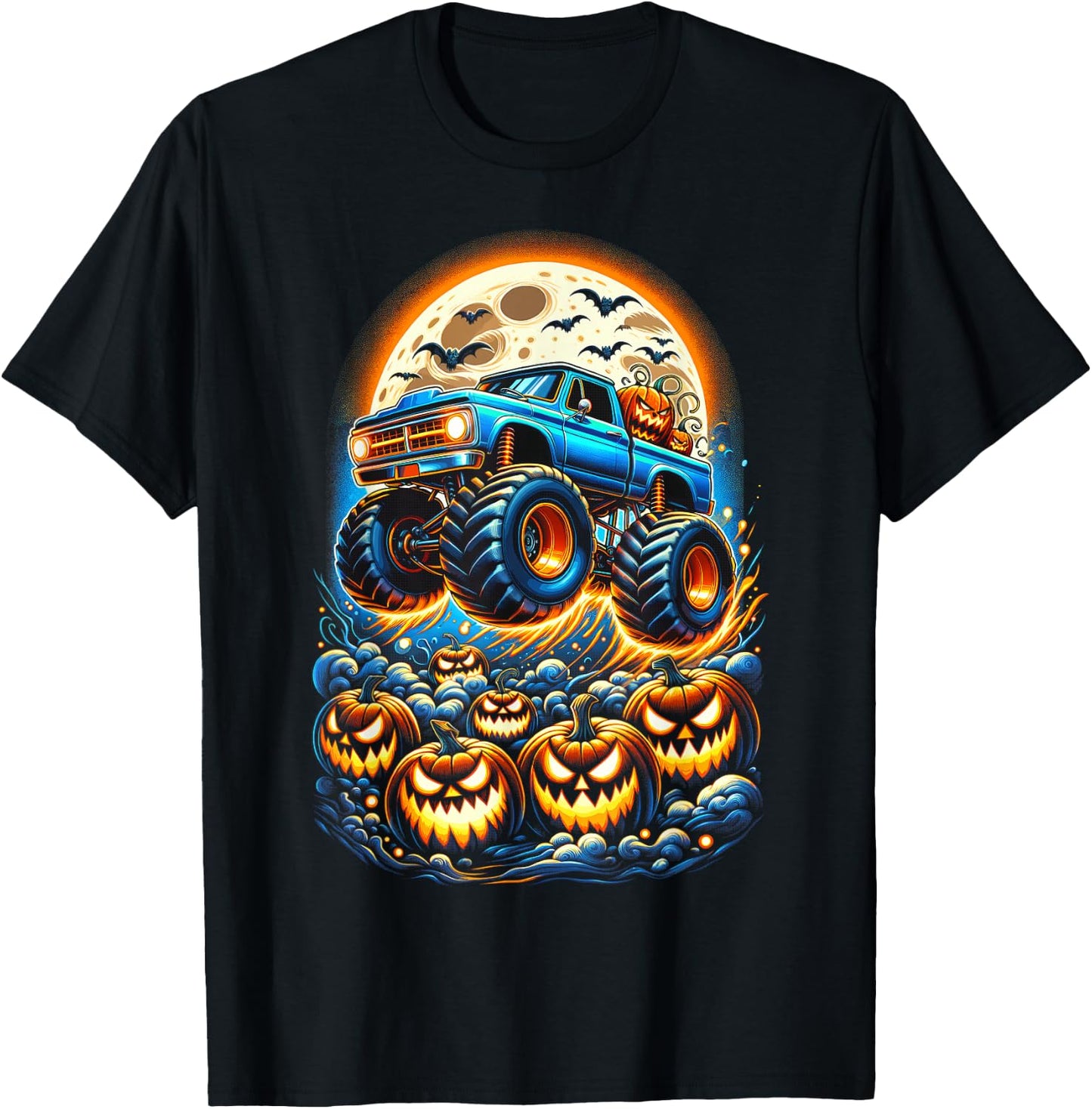 Halloween Monster Truck Jack O Lantern Boy Trick Treat T-Shirt - T-Shirt | Black