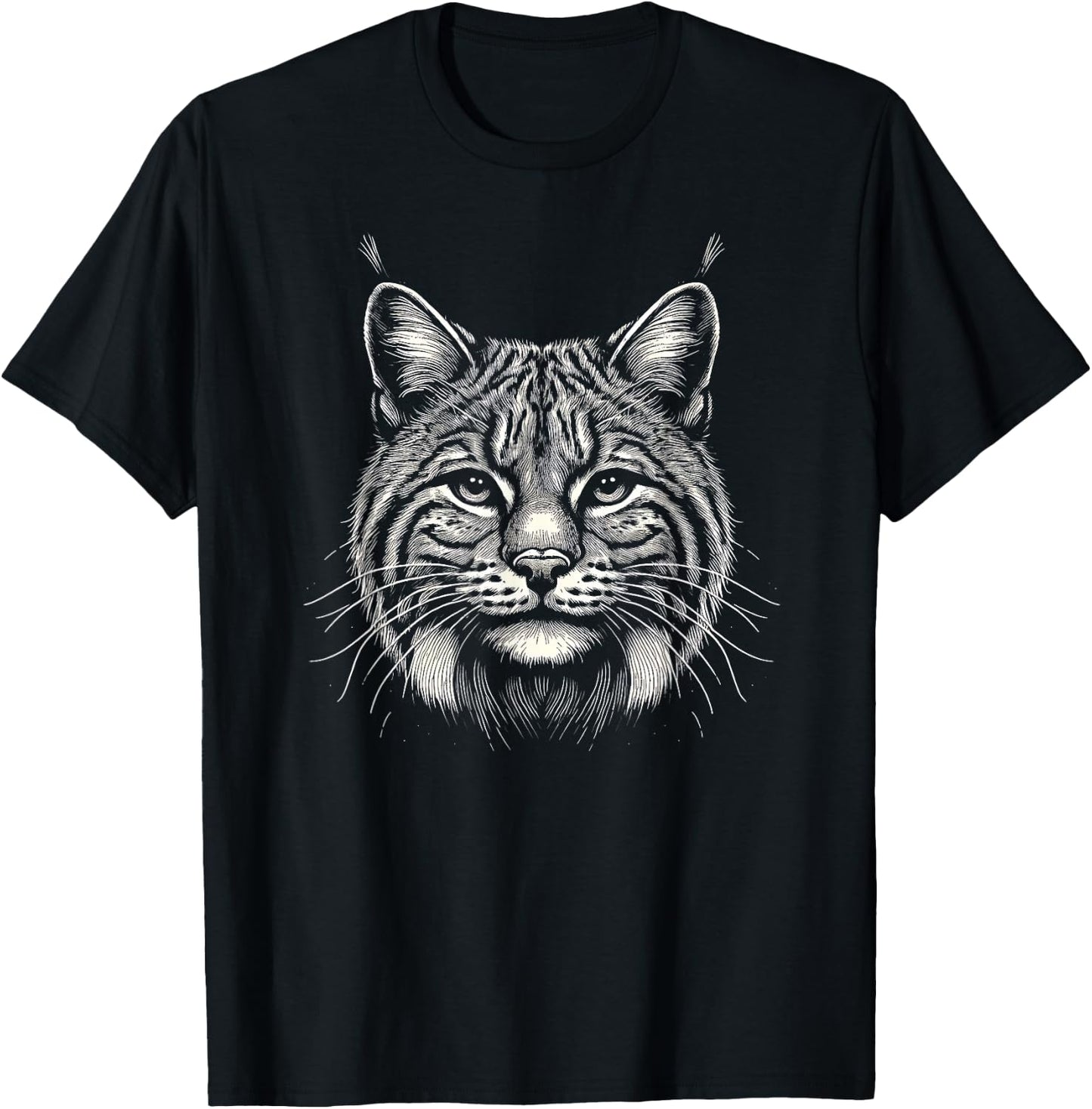 Bobcat Face Graphic Art Design And Men T-Shirt - T-Shirt | Black