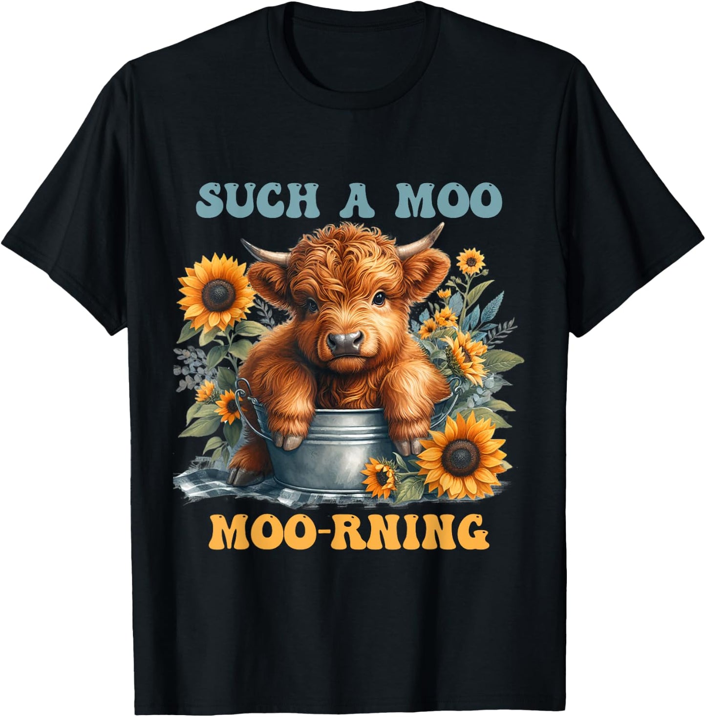 Cute Scottish Highland Cow Heifer Farm Animal Girl Women T-Shirt - T-Shirt | Black