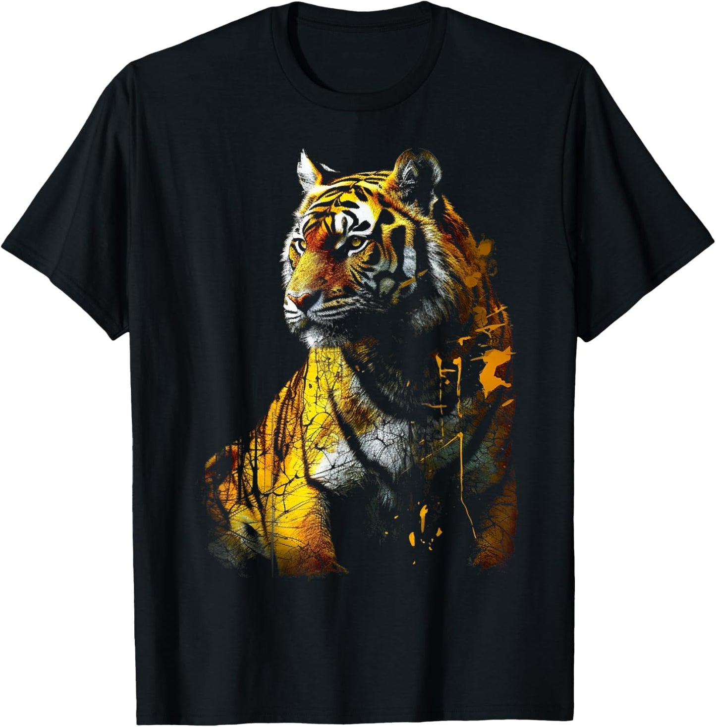 Tiger Artwork - Animal Art Zoo Tiger T-Shirt - T-Shirt | Black