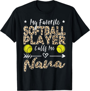 My Favorite Softball Player Calls Me Nana Softball Grandma T-Shirt - T-Shirt | Black