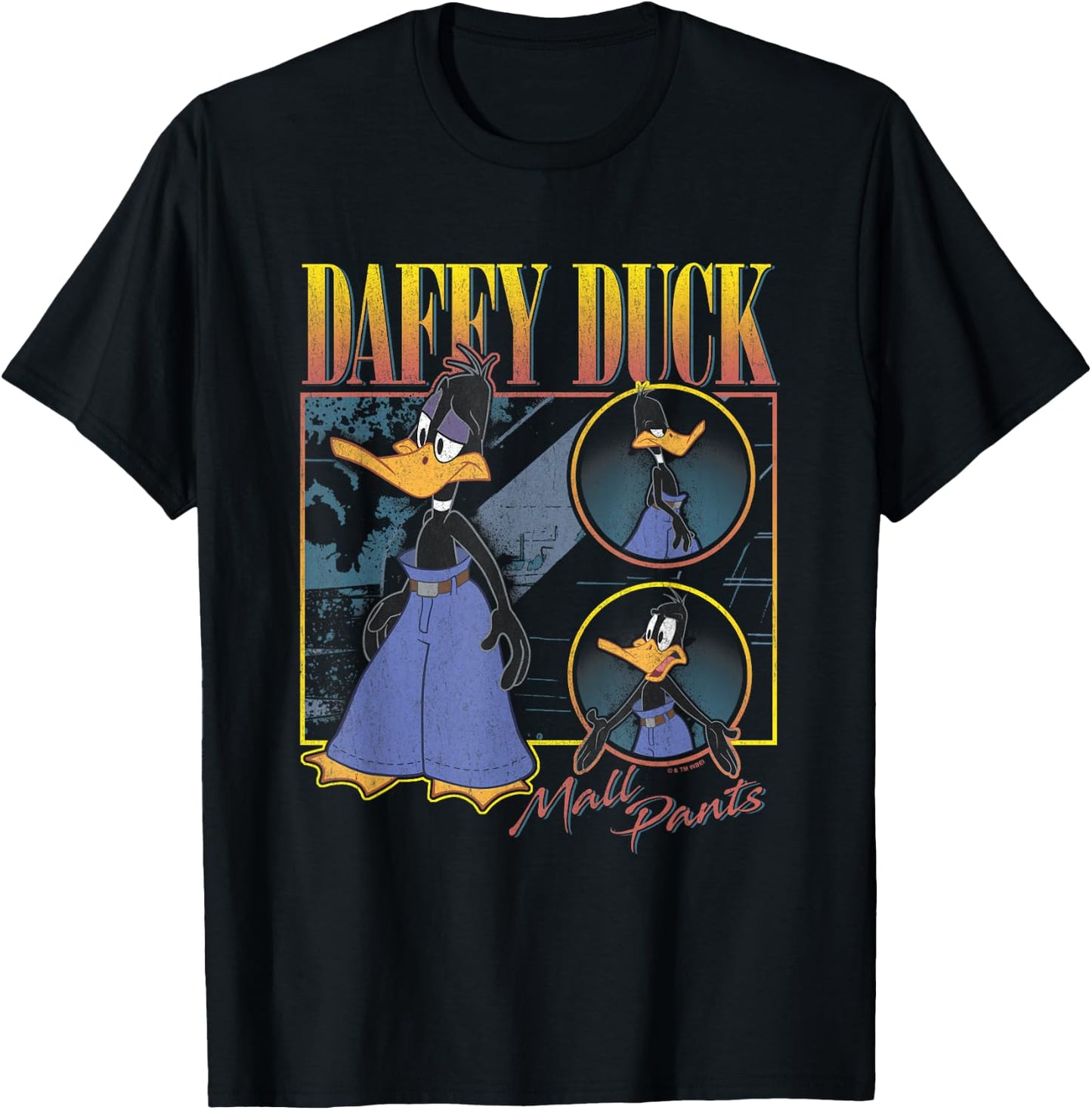 Looney Tunes Daffy Duck Mall Pants Showcase Vintage Panels T-Shirt - T-Shirt | Black