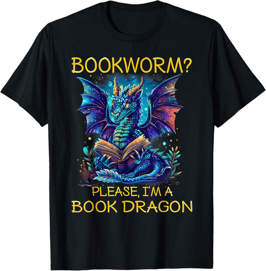 Bookworm Please I'm A Book Dragon T-Shirt - T-Shirt | Black