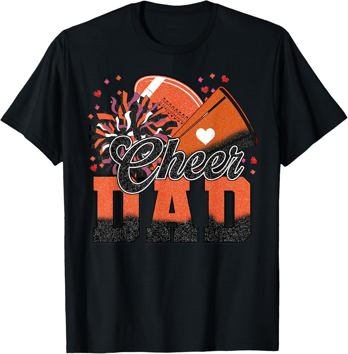 Orange Football Cheer Dad Men Vintage Cheerleader T-Shirt - T-Shirt | Black