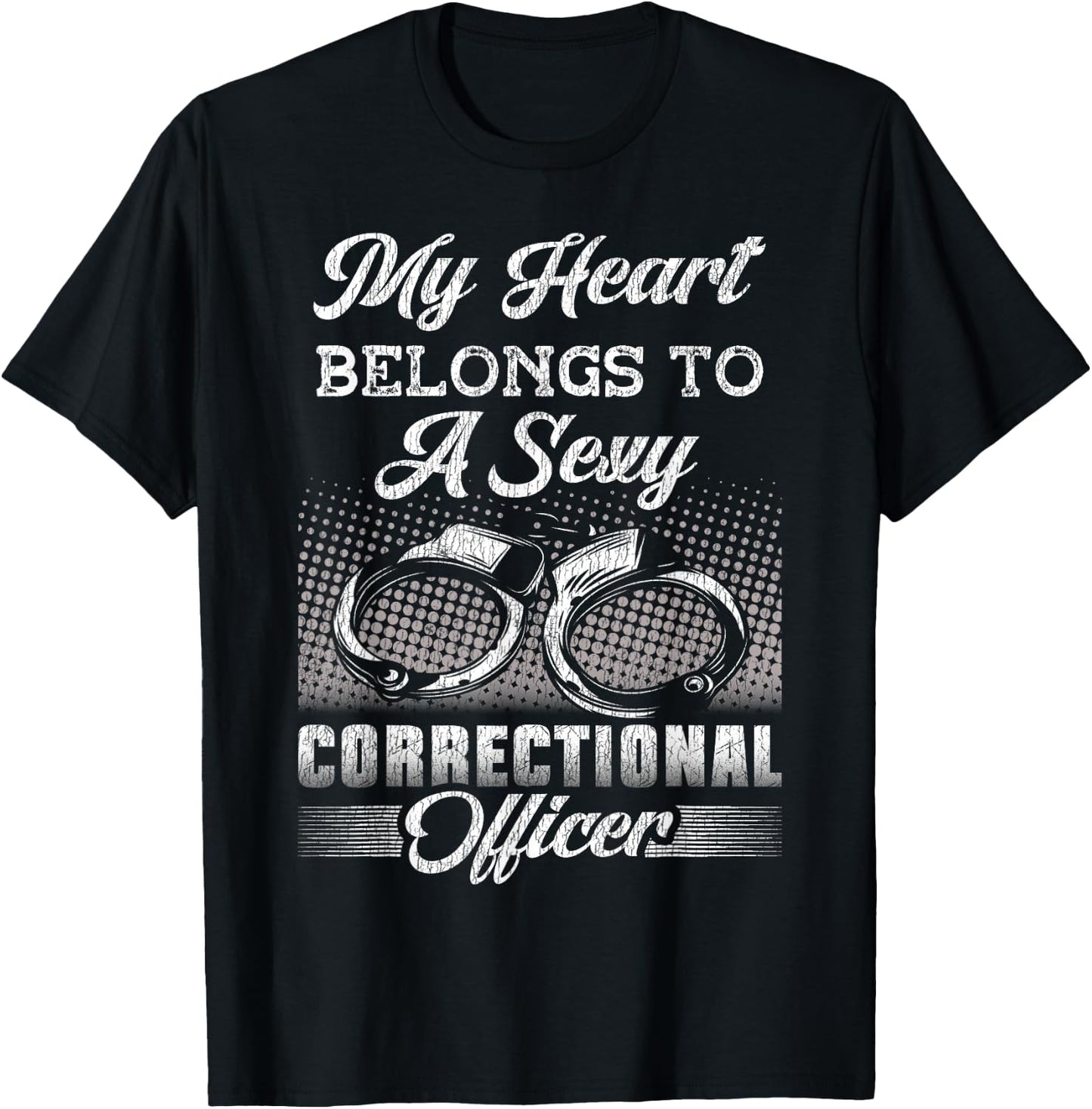 Correctional Officer Girl Girlfriend Wife My Heart Belongs T-Shirt - T-Shirt | Black