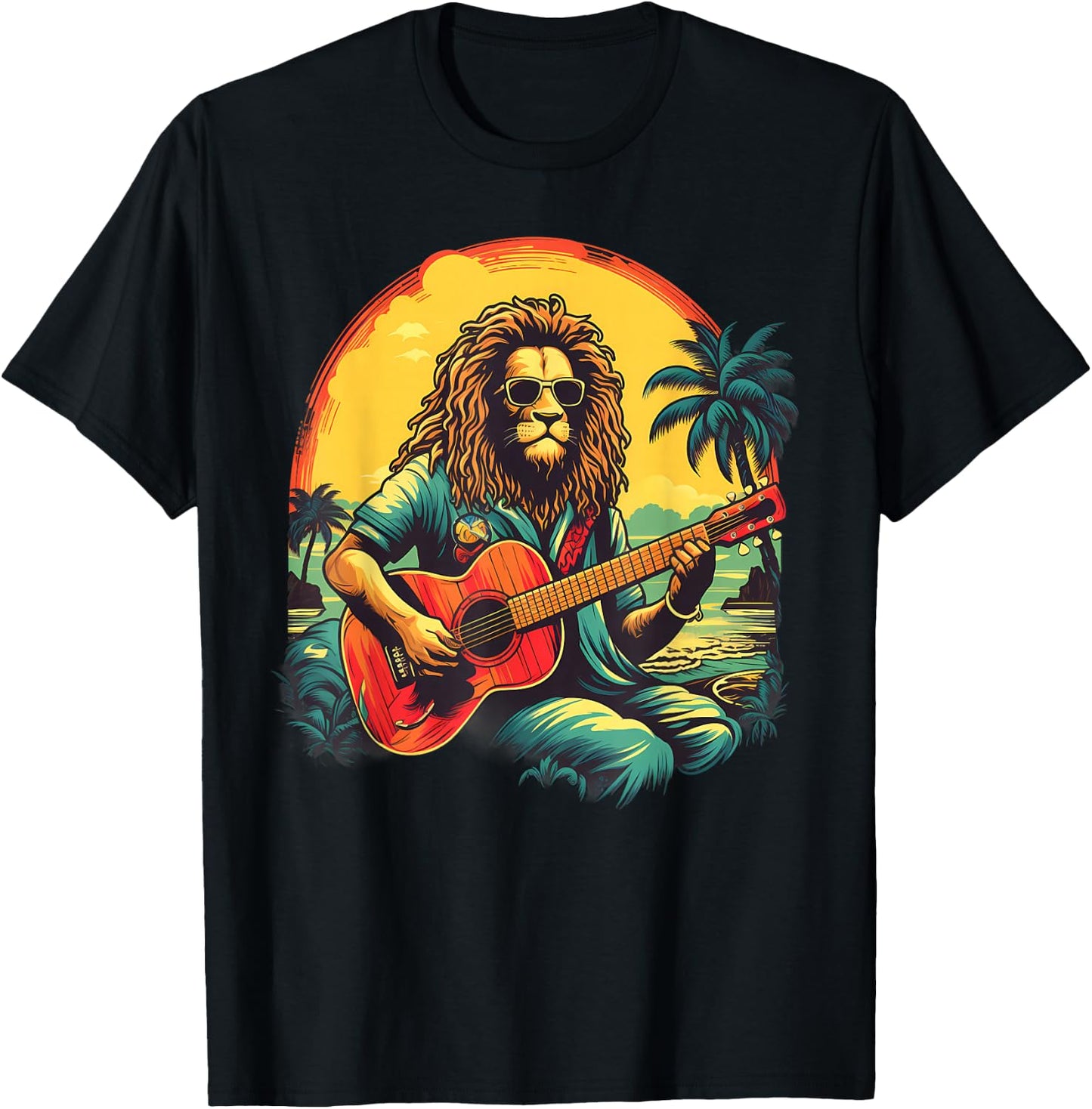 Rastafarian Pride Rasta Reggae Lion Reggae Music Hippie T-Shirt - T-Shirt | Black