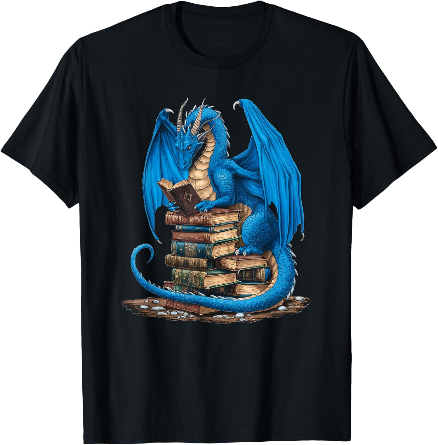 Book Lover Bookworm Reading Books Dragon T-Shirt - T-Shirt | Black