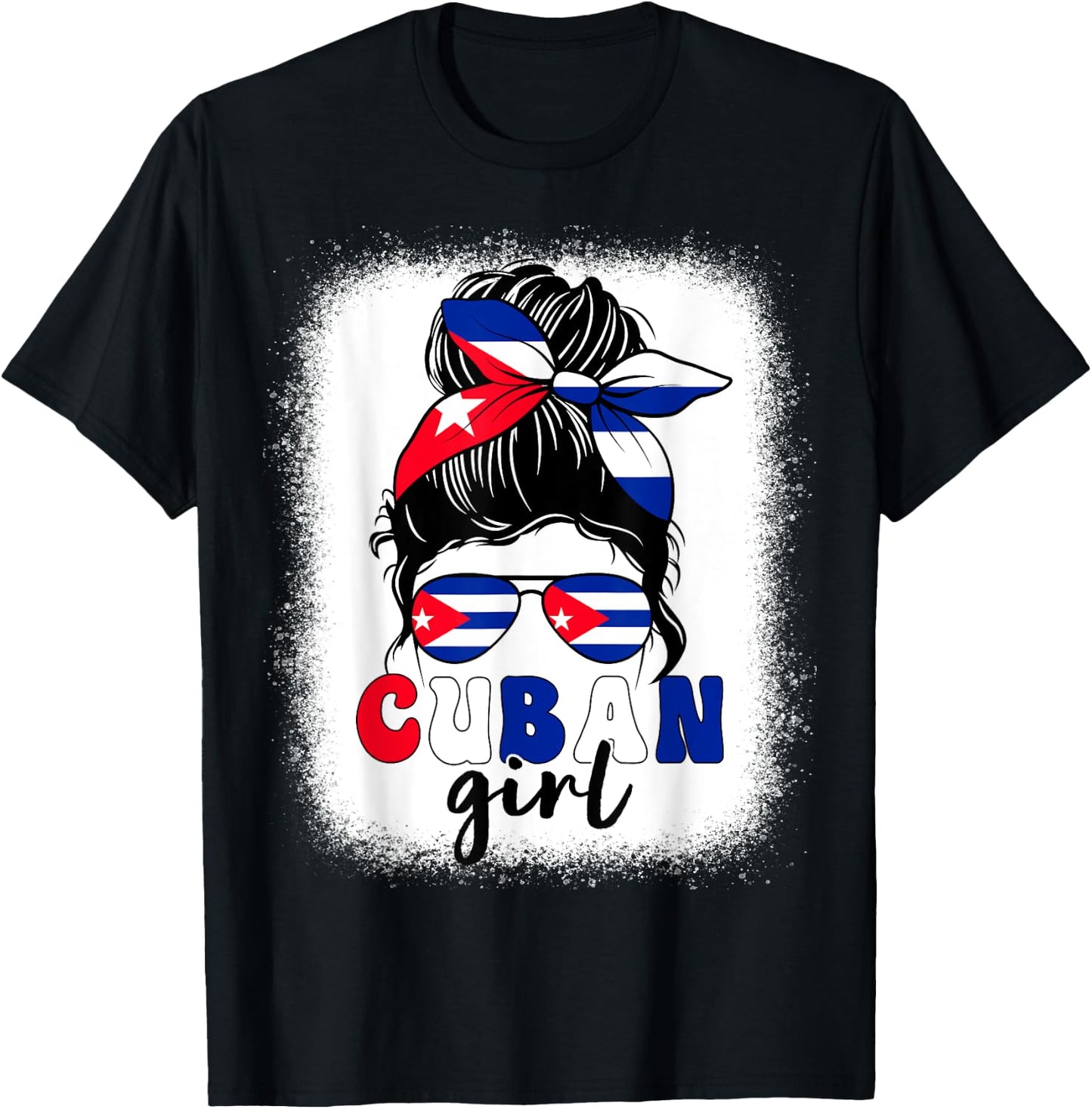 Cuban Girl Messy Bun Cuba Pride Patriotic Kids T-Shirt - T-Shirt | Black